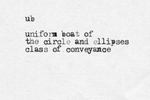 ub uniform boat of the circle and ellipses class of conveyance 