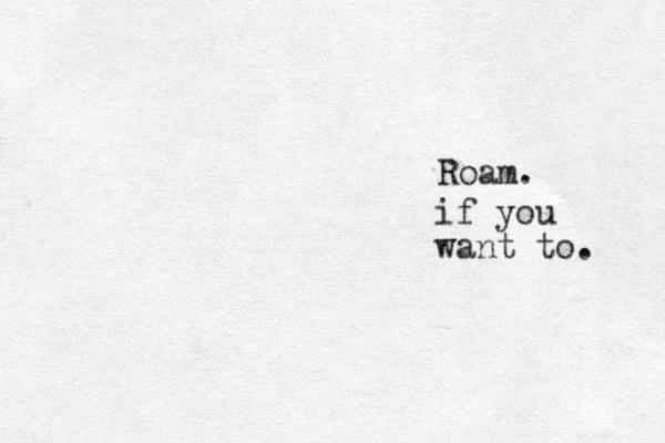 Roam. if you want to. 