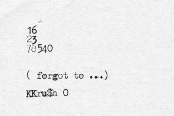16 23 78540 ( forgot to ...) KKru$h 0