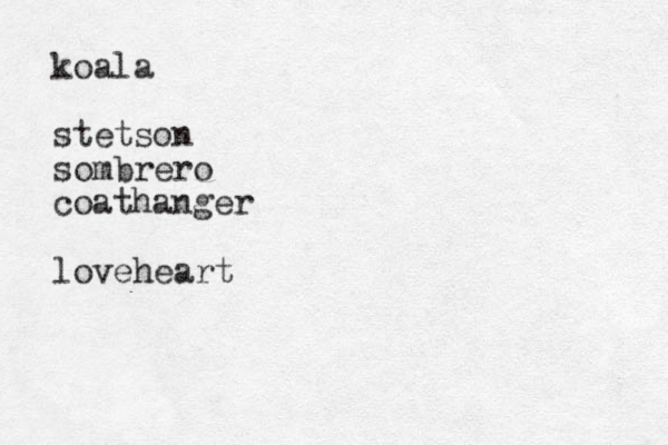 koala stetson sombrero coathanger loveheart