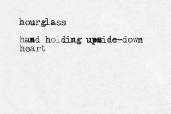 hourglass hand holding upside-down heart