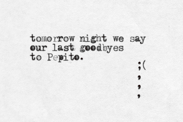 tomorrow night we say our last goodbyes to Pepito. ;( , , , 