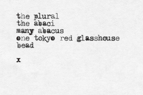 the plural the abaci many abu acus one tokyo red glasshouse bead x