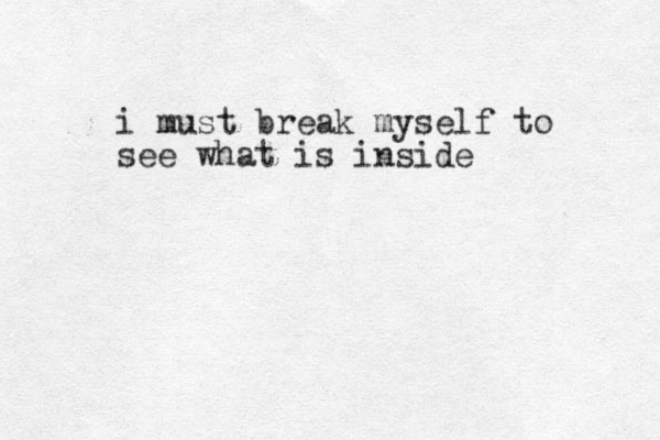 i must break myself to see what is inside
