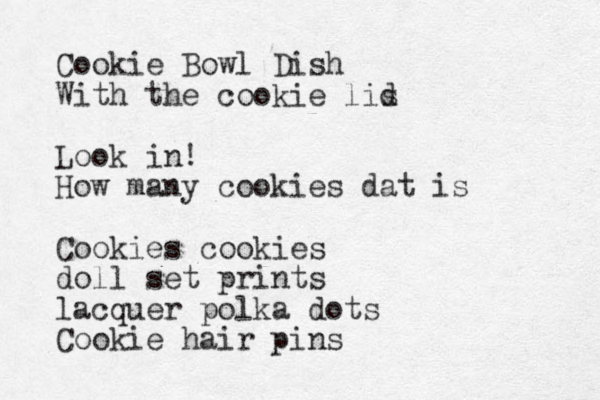 Cookie Bowl Dish With the cookie lis d Look in! How many cookies dat is Cookies cookies doll set prints lacquer polka dots Cookie hair pins