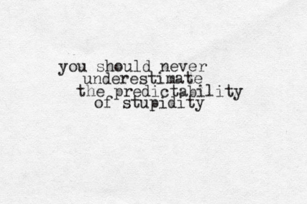 you should never underestimate the predictability of stupidity