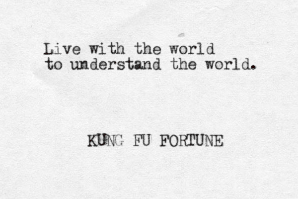 Live with the world to understand the world. KUNG FU FORTUNE