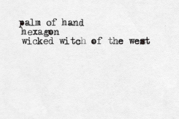 hexagon wicked witch of the west palm of hand 