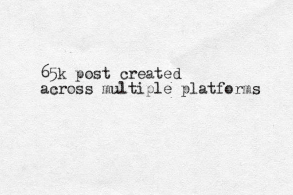 65k post created across multiple platforms 