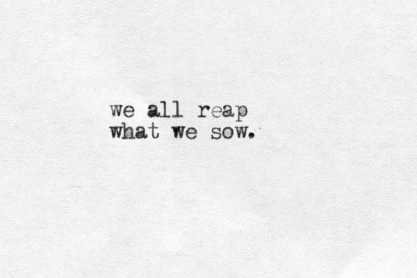 we all reap what we sow.