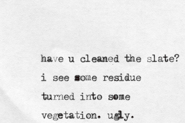 have u cleaned the slate? i see some residue turned into some vegetation. ugly.
