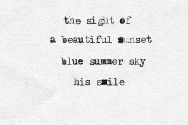 the sight of a beautiful sunset blue summer sky his smile