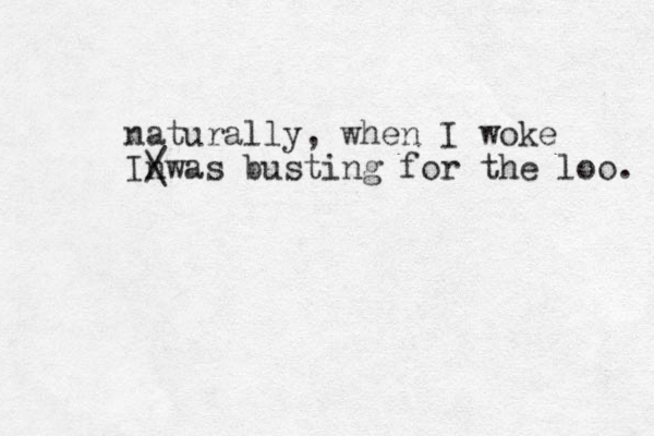 naturally, when I woke Inwas / \ busting for the loo. 