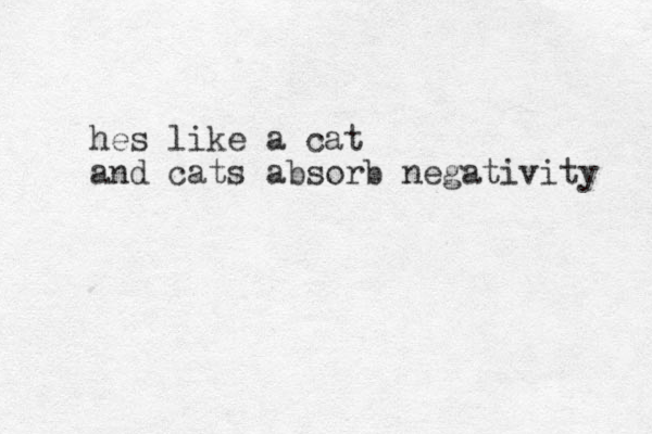 hes like a cat and cats absorb negativity 