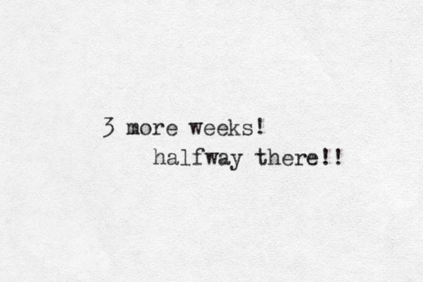 3 more weeks! halfway there!! 