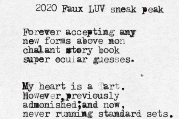 Forever accepting any e new forms above non chalant story book super ocular guesses. My heart is a Tart however previously admonished and now never running standard sets i ; . , . H , 2020 Faux LUV sneak peak 