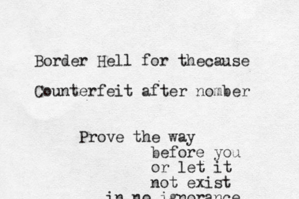 Border Hell for thecause Counterfeit a fter nomber Prove the way before you or let it not exist in no ignorance
