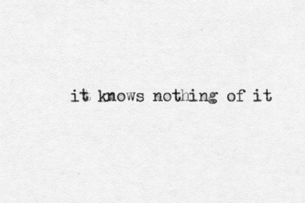 it knows nothing of it 