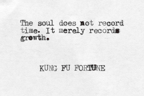 The soul does not record time. It merely records growth. KUNG FU FORTUNE 