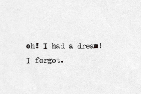 oh! I had a dream! I forgot.