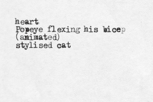 heart Popeye flexing his bicep (animated) stylised cat 