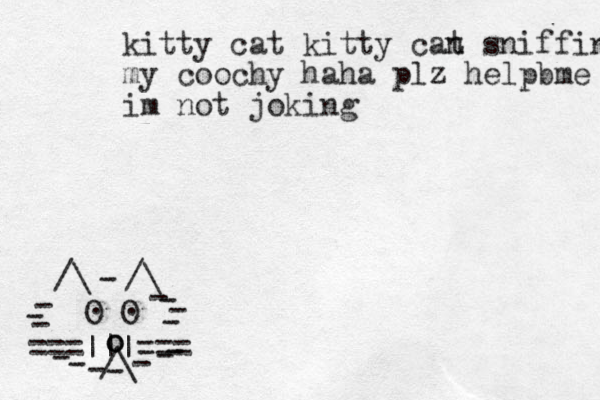 ===|||=== /\ O O . . /\ /\ - - - - - - - - - - - - - - - o o _ kitty cat kitty can t sniffing my coochy haha plz helpbme im not joking