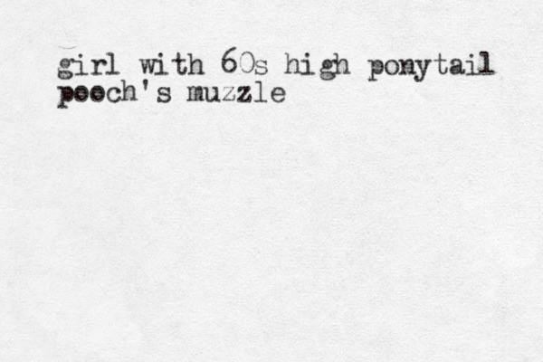 girl with 60s high ponytail pooch's muzzle