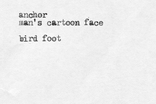anchor man's cartoon face bird foot