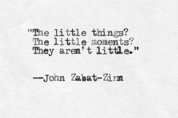 "The little things? The little moments? They aren't little." --John Zabat-Zinn