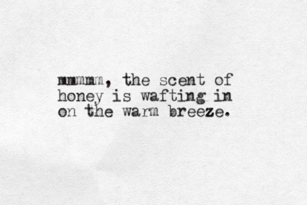 mmmm m, the scent of honey is wafting in on the warm breeze z z . 