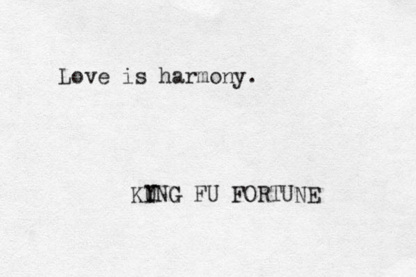Love is harmony. KYNG U I G FU FORTUNE 