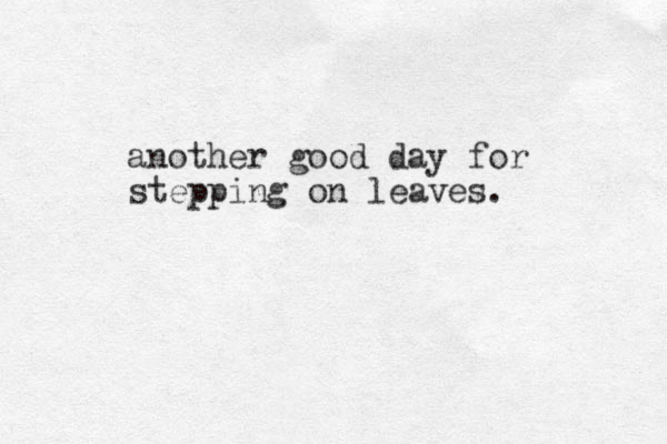 another good day for stepping on leaves. 