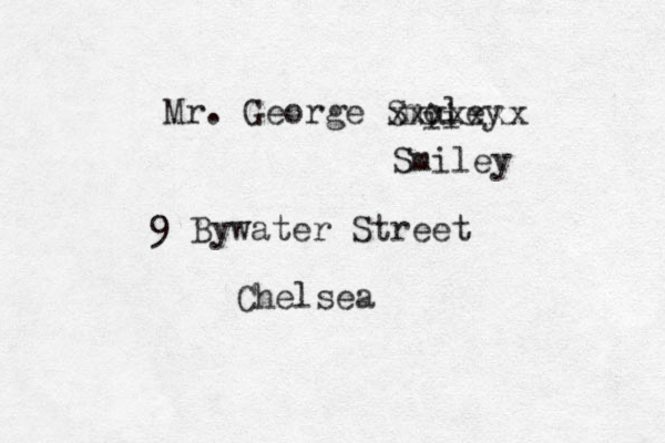 Mr. George Smoley ii Smiley 9 Bywater Street Chelsea xxxxxxx 