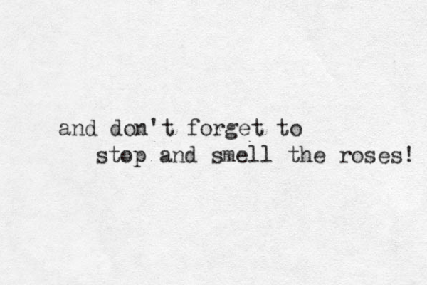 and don't forget to stop and smell the roses! 