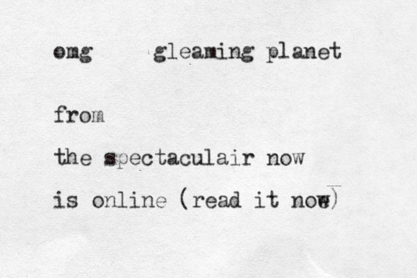 omg gleaming planet from the spectaculair now is online (read it noe w) 