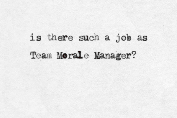 is there such a job as Team Morale Manager? 