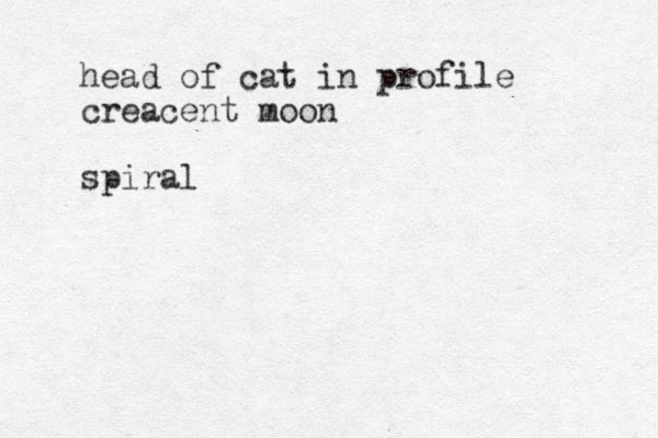 head of cat in profile creacent moon spiral