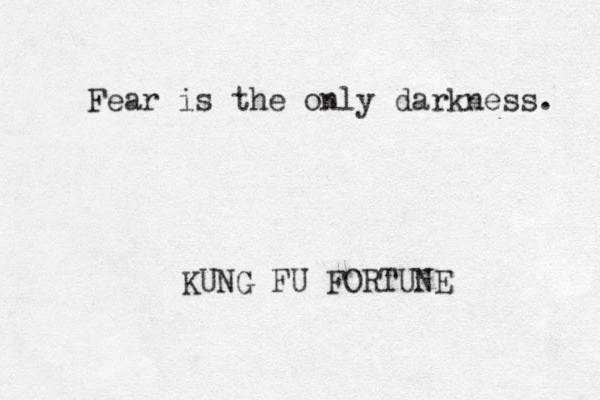 Fear is the only darkness. KUNG FU FORTUNE 