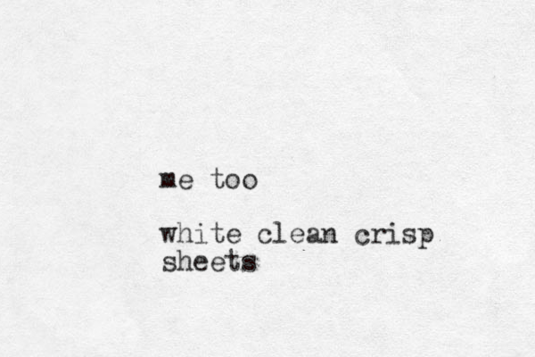 me too white clean crisp sheets