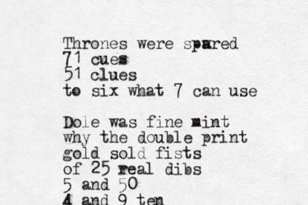 Thrones were spw a ared 71 cues 51 clues to six what 7 can use Dole was fine mint why the double print gold sold fists of 25 real dibs 5 and 50 4 and 9 ten