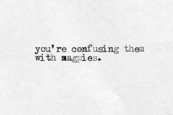 you're confusing them with magpies.