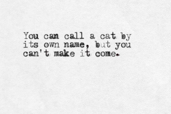 You can call a cat by its own name, but you can't make it come. 