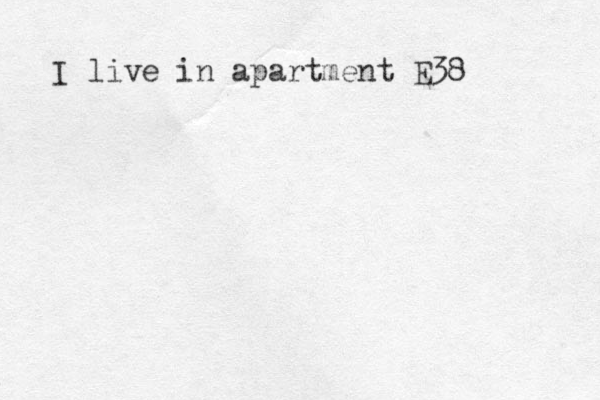 I live in apartment E38 