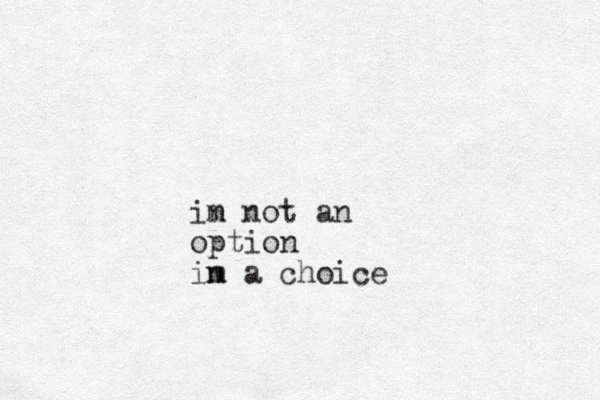 in m not a n option in a choice m 