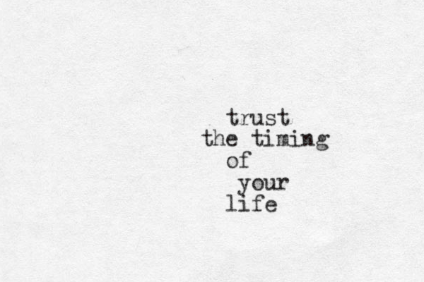 trust the timing of your life