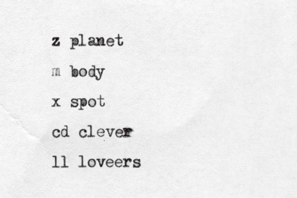 z planet m body x spot cd clever ll loveers