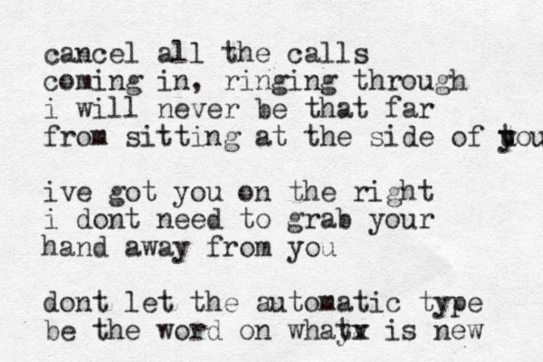 cancel all the calls coming in, ringing through i will never be that far from sitting at the side of u t you ive got you on the right i dont need to grab your hand away from you dont let the automatic type be the word on whay tv x is new 