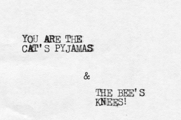YOU ARE THE CAT'S PYJAMAS & THE BEE'S KNEES!