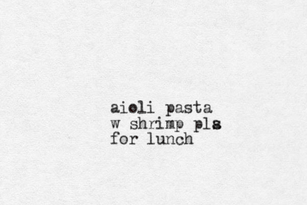 aioli pasta w shrimp pla s for lunch 