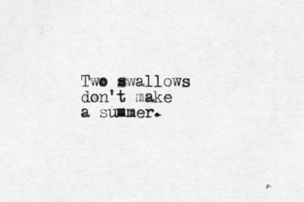 Two swallows don't make a summer.